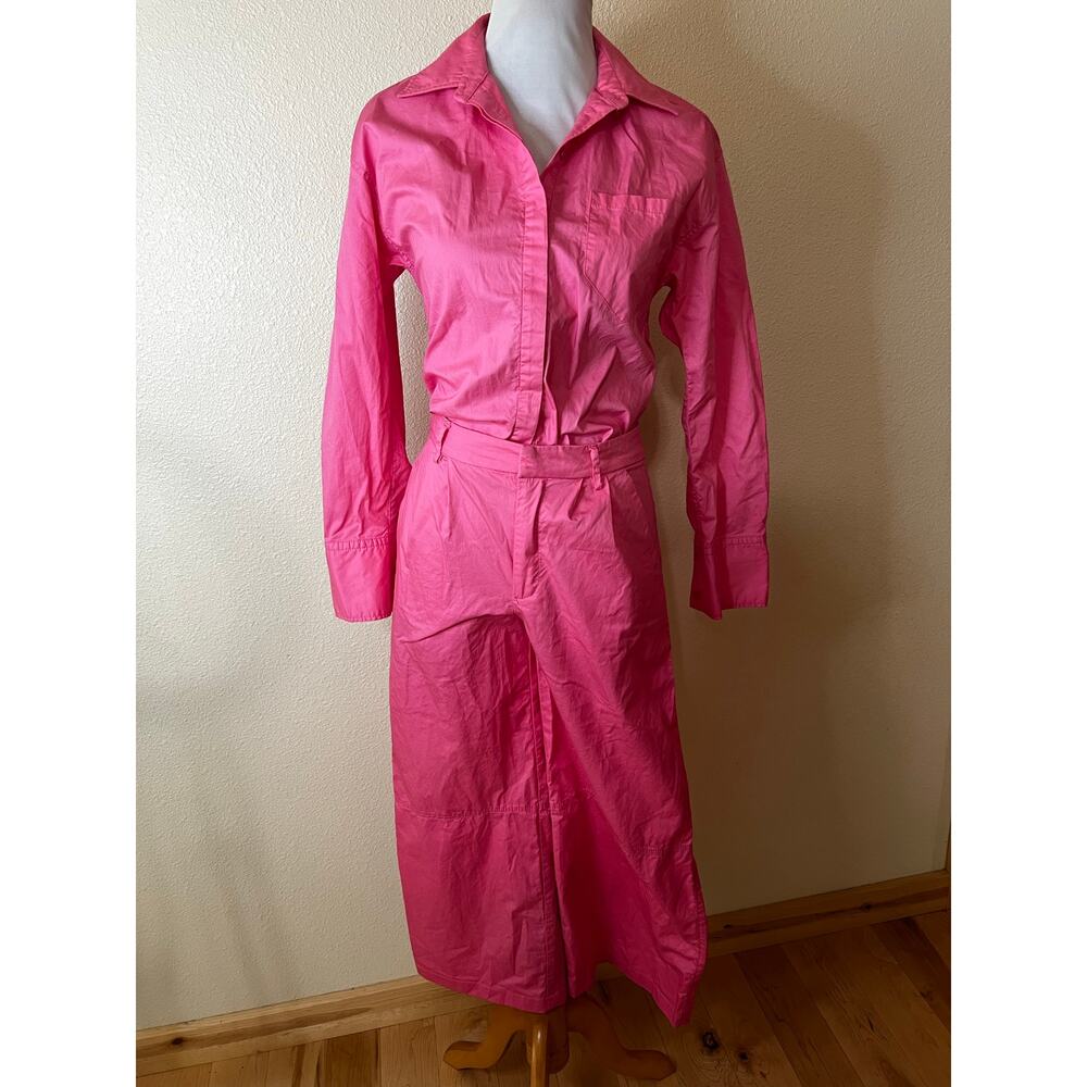Zara x Barbie Movie pink long sleeve button front jumpsuit WOMENS XS - Picture 2 of 6